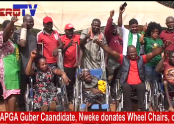 Joy overflow as APGA Guber Candidate, Nweke gives Wheelchairs to People with Disability