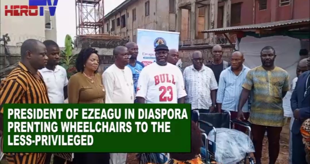 VIDEO: Ezeagu In Diaspora Delivers Wheelchairs, Laptop, Cash Awards To Disabled And Youths, Meets Vendors