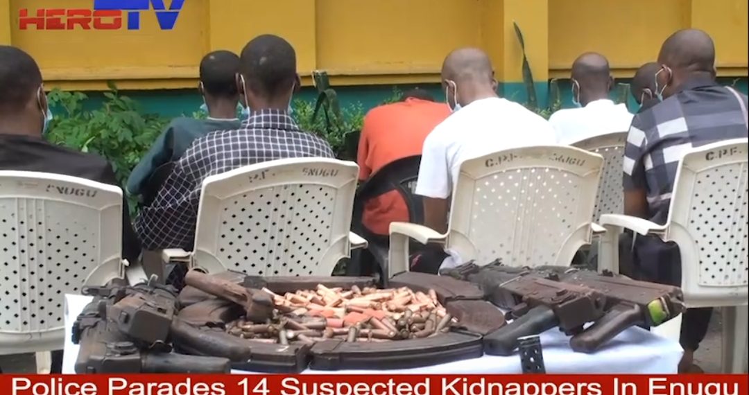 VIDEO: Enugu Police Parades 14 Suspected Fulani Kidnappers Operating Across Enugu