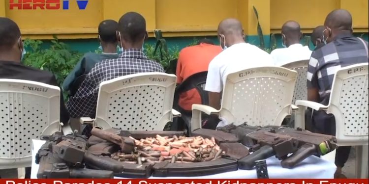 VIDEO: Enugu Police Parades 14 Suspected Fulani Kidnappers Operating Across Enugu